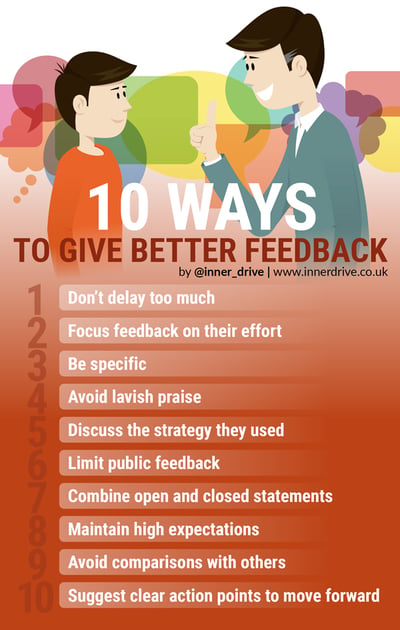 10 ways to give better feedback infographic