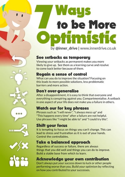 7 ways to be more optimistic infographic poster